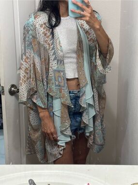 Spencer Alexis Pastel Patterned Kimono - Mint, Taupe & Lilac
